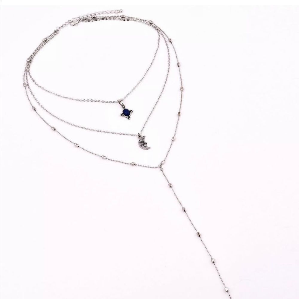Silver Turquoise Layered Necklace  - Picture 3 of 4